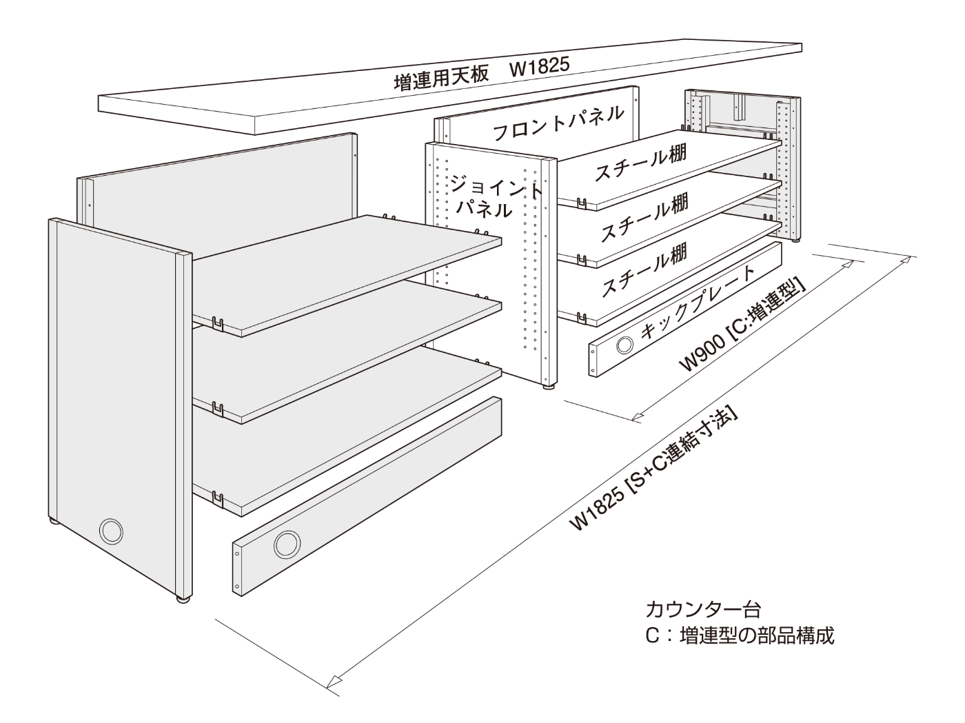 カウンター用天板（D600・ソフトエッジ付） | 天板・オプション | 製品